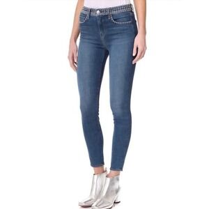 L'AGENCE Margot Studded Skinny Jeans Women 27 Dark Vintage High Rise Blue Denim